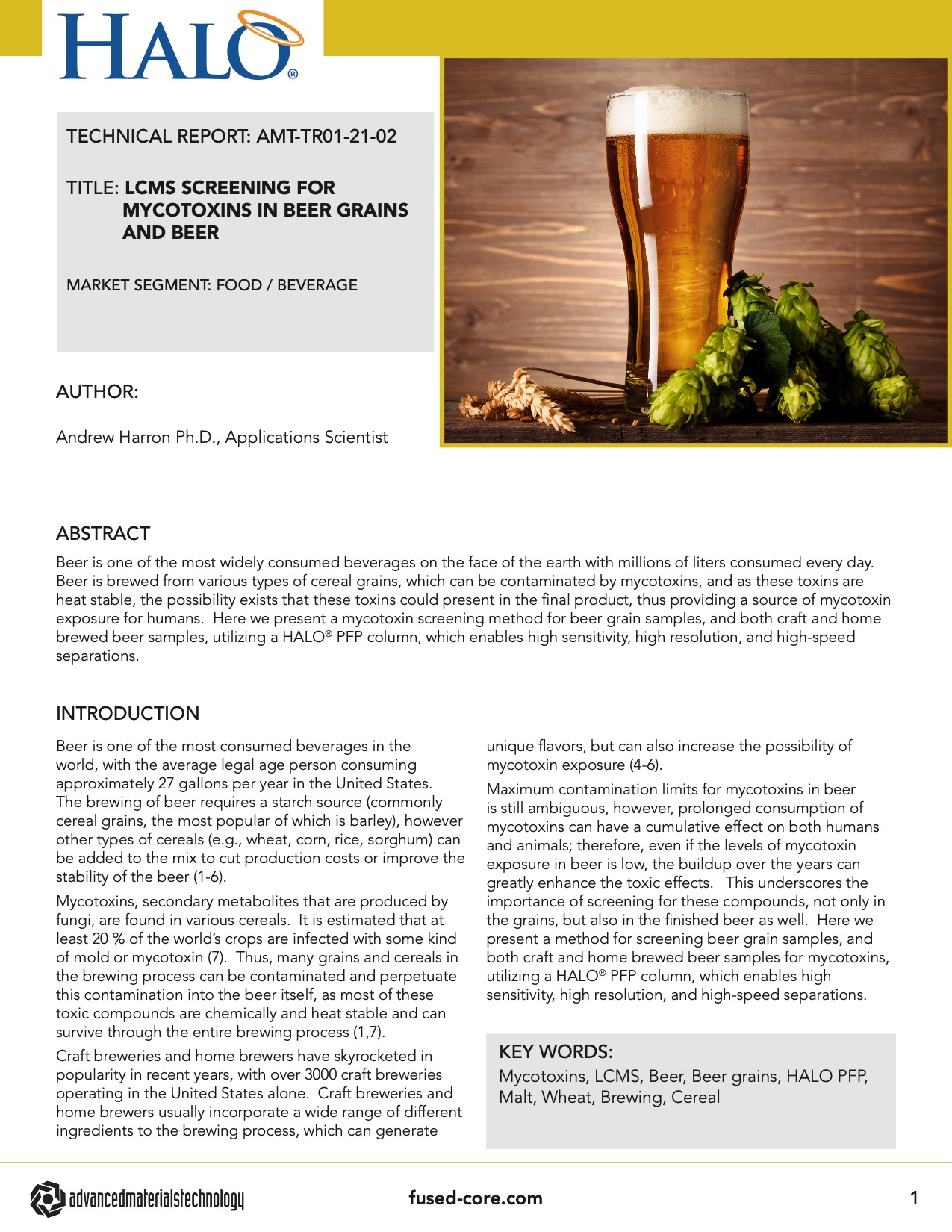 Lcms Screening For Mycotoxins In Beer Grains And Beer - Application Of Chromatography In Food Industry