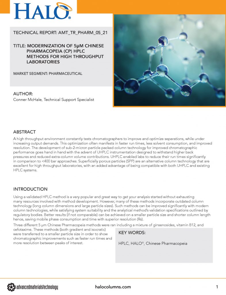 technical report - modernization of cp hplc methods